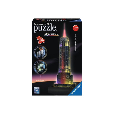 Ravensburger Night edition - Empire State Building in Notturna - puzzle di pazienza in 3D - 216 pezzi