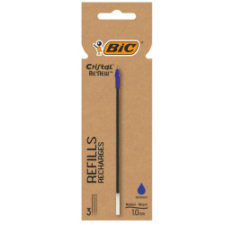 Refill sfera Cristal  Re'New - punta 1 mm - blu -  BIC  - blister 3 pezzi