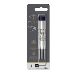 Refill sfera QuinkFlow - punta media - metallo - nero - Parker - blister 3 pezzi