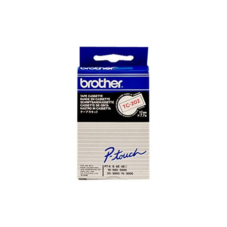 Brother - Bianco, rosso - Rotolo (1,2 cm x 7,7 m) 1 pezzi nastro stampante - per P-Touch PT-15, PT-20, PT-2000, PT-3000, PT-500