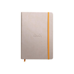 RHODIA Rhodiarama - Taccuino - A5 - 96 fogli / 192 pagine - carta avorio - bianco - copertina beige con chiusura arancione - si