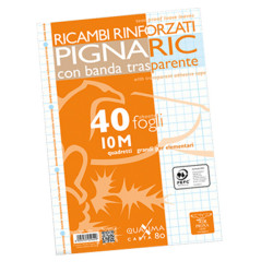 Ricambi forati rinforzati Pignaric - A4 - quadretto 10mm - 40 fogli - 80gr - Pigna