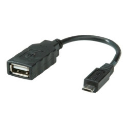 Roline - Cavo USB - Micro-USB Tipo B (M) a USB (F) - USB 2.0 OTG - nero