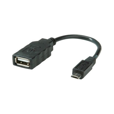 Roline - Cavo USB - Micro-USB Tipo B (M) a USB (F) - USB 2.0 OTG - nero