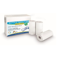 Rotolo per POS e carte di credito - carta termica BPA free - 57 mm x 7 mt - 55 g/m² - diametro esterno 25 mm - senza anima - Ro