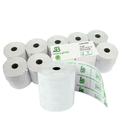 Rotolo per registratore cassa - lunga durata - 59,5 mm x 60 m - diametro esterno 68 mm - anima 12 mm - 55 gr - carta termica - 