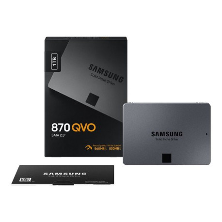 Samsung 870 QVO MZ-77Q1T0BW - SSD - crittografato - 1 TB - interno - 2.5" - SATA 6Gb/s - buffer: 1 GB - 256 bit AES - TCG Opal 