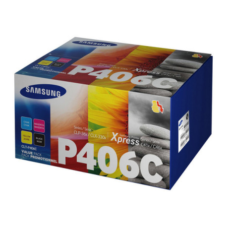 Samsung CLT-P406C - Confezione da 4 - nero, giallo, ciano, magenta - originale - cartuccia toner (SU375A) - per Samsung CLX-330