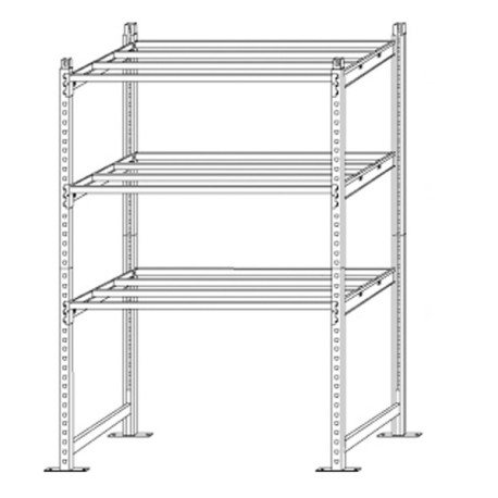 Scaffale Rang'Eco180 - modulo base - 5 ripiani - portata ripiano 180 kg - 100 x 35 x 200 cm - acciaio - grigio/blu - Paperflow