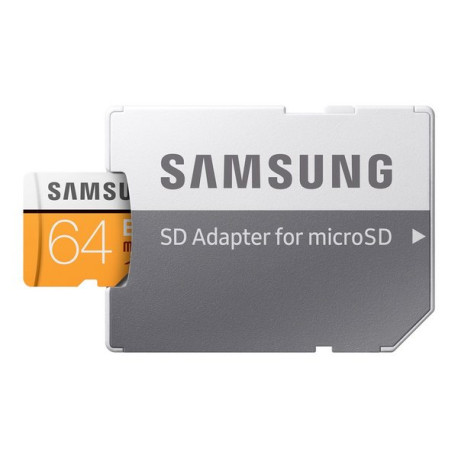 Samsung EVO MB-MP64HA - Scheda di memoria flash (adattatore da microSDXC a SD in dotazione) - 64 GB - UHS-I U3 / Class10 - UHS-