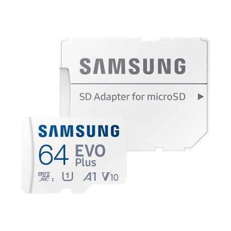 Samsung EVO Plus MB-MC64KA - Scheda di memoria flash (adattatore da microSDXC a SD in dotazione) - 64 GB - A1 / Video Class V10