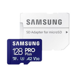 Samsung PRO Plus MB-MD128SA - Scheda di memoria flash (adattatore da microSDXC a SD in dotazione) - 128 GB - A2 / Video Class V