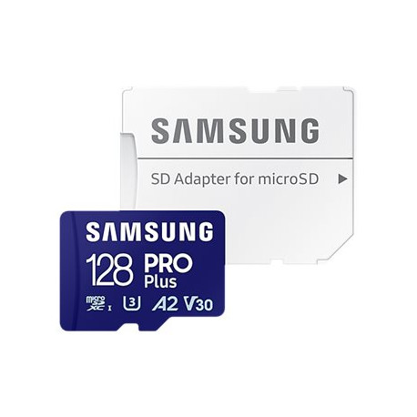 Samsung PRO Plus MB-MD128SA - Scheda di memoria flash (adattatore da microSDXC a SD in dotazione) - 128 GB - A2 / Video Class V