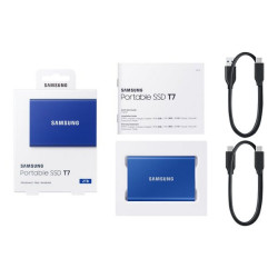 Samsung T7 MU-PC2T0H - SSD - crittografato - 2 TB - esterno (portatile) - USB 3.2 Gen 2 (USB-C connettore) - 256 bit AES - blu 