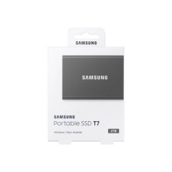 Samsung T7 MU-PC2T0T - SSD - crittografato - 2 TB - esterno (portatile) - USB 3.2 Gen 2 (USB-C connettore) - 256 bit AES - Tita