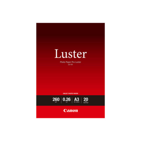 Canon Photo Paper Pro Luster LU-101 - Brillante - 260 micron - A3 (297 x 420 mm) - 260 g/m² - 20 fogli carta fotografica - per 