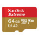 SanDisk Extreme - Scheda di memoria flash (adattatore da microSDXC a SD in dotazione) - 64 GB - A2 / Video Class V30 / UHS-I U3