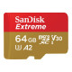 SanDisk Extreme - Scheda di memoria flash (adattatore da microSDXC a SD in dotazione) - 64 GB - A2 / Video Class V30 / UHS-I U3