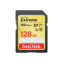 SanDisk Extreme - Scheda di memoria flash - 128 GB - Video Class V30 / UHS-I U3 / Class10 - UHS-I SDXC