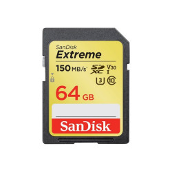 SanDisk Extreme - Scheda di memoria flash - 64 GB - Video Class V30 / UHS-I U3 / Class10 - UHS-I SDXC