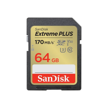 SanDisk Extreme PLUS - Scheda di memoria flash - 64 GB - UHS-I U3 / Class10 - UHS-I SDXC