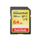 SanDisk Extreme PLUS - Scheda di memoria flash - 64 GB - Video Class V30 / UHS Class 3 / Class10 - UHS-I SDXC