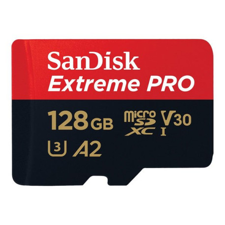 SanDisk Extreme Pro - Scheda di memoria flash (adattatore da microSDXC a SD in dotazione) - 128 GB - A2 / Video Class V30 / UHS