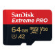 SanDisk Extreme Pro - Scheda di memoria flash (adattatore da microSDXC a SD in dotazione) - 64 GB - A2 / Video Class V30 / UHS-