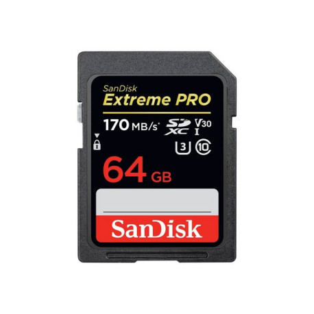 SanDisk Extreme Pro - Scheda di memoria flash - 64 GB - Video Class V30 / UHS-I U3 / Class10 - UHS-I SDXC