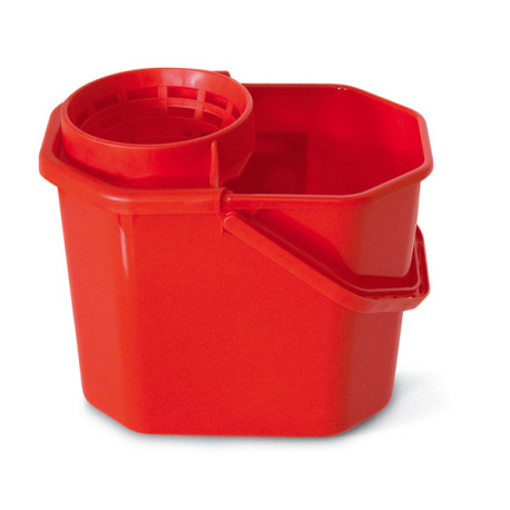 Secchio con strizzatore - PPL riciclabile - 12 L - rosso - In Factory