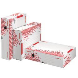 Scatola archivio Speedbox - dorso 10 cm - 35x25cm - bianco e rosso - Esselte