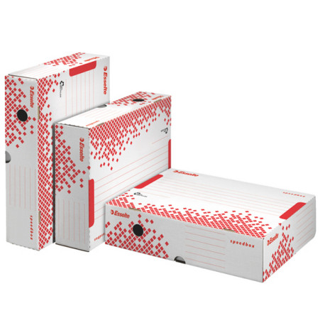 Scatola archivio Speedbox - dorso 10 cm - 35x25cm - bianco e rosso - Esselte