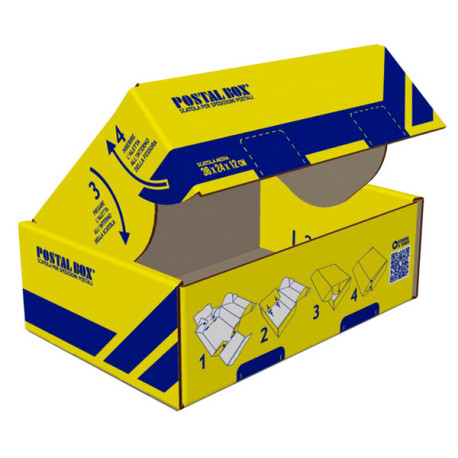 Scatola spedizioni Postal Box  - M - 34 x 24 x 12 cm - giallo/blu - Blasetti