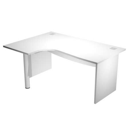 Scrivania compact AgorA' - fianco sx melaminico - L160 x P120/80/60 x H73 cm - con supporto metallico - bianco - Artexport