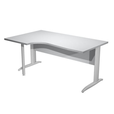 Scrivania Compact Sinistro - 160 x 60/80/100 cm - piano grigio fianchi cromati - Artexport