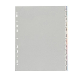 Separatore - 12 tacche personalizzabili - PP - 22x30 cm - grigio - Favorit