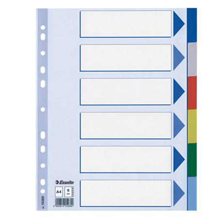 Separatore - 6 tasti colorati - PPL - A4 - multicolore - Esselte