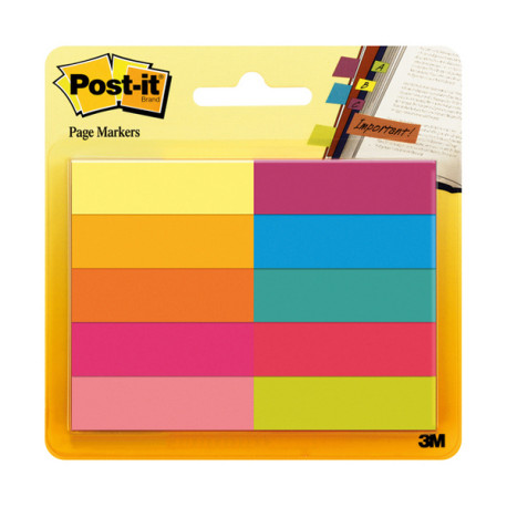 Segnapagina Post it  - 670-10AB-EU - in carta - 12,7 x 44 mm - 10 colori assortiti - Post it  - conf. 500 pezzi