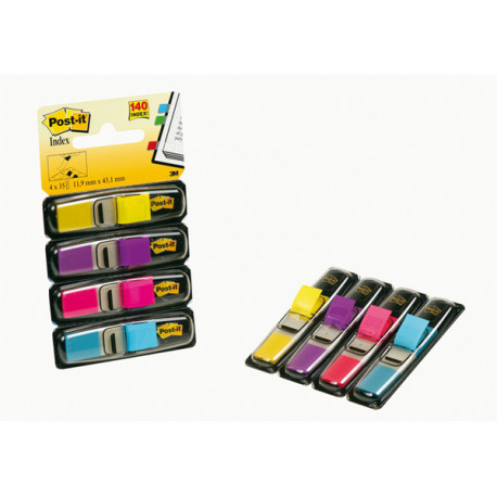 Segnapagina Post it  Index Mini - 683-4AB - 12 x 43,1 mm - 4 colori vivaci - Post it  - conf. 140 pezzi