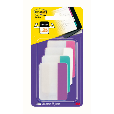 Segnapagina Post it  Index Strong - 686-PWAV - per archivio - 50,8 x 38,1 mm - rosa/bianco/turchese/viola - Post it  - conf. 24