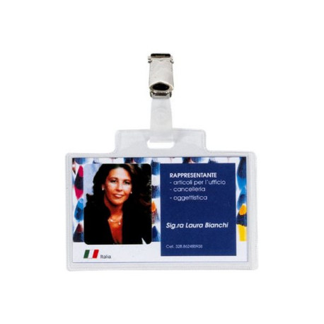 SEI PASS 3 E C.R. - Badge per il nome - per 60 x 95 mm - clip - trasparente (pacchetto di 100)