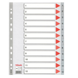 Separatore numerico 1/12 - PPL - A4 - 22,5x29,7 cm - grigio -Esselte