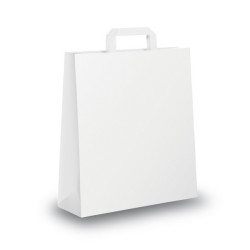 Shopper - maniglia piattina - 45 x 15 x 50 cm - carta kraft - bianco - Mainetti Bags - conf. 25 pezzi