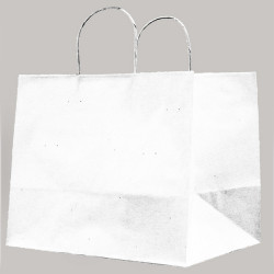 Shopper Large - maniglie cordino - 32 x 20 x 33 cm - carta kraft - bianco - Mainetti Bags - conf. 25 pezzi