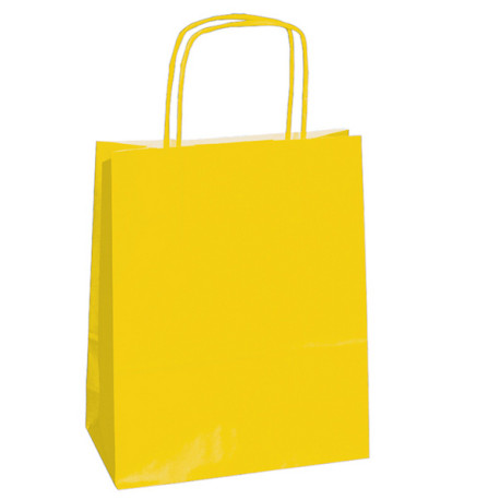 Shopper Twisted - maniglie cordino - 14 x 9 x 20 cm - carta kraft - giallo - Mainetti Bags - conf. 25 pezzi