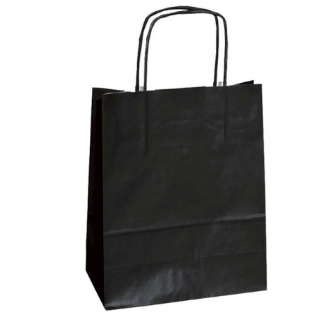 Shopper Twisted - maniglie cordino - 18 x 8 x 24 cm - carta kraft - nero - Mainetti Bags - conf. 25 pezzi