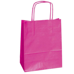 Shopper Twisted - maniglie cordino - 22 x 10 x 29 cm - carta kraft - magenta - Mainetti Bags - conf. 25 pezzi