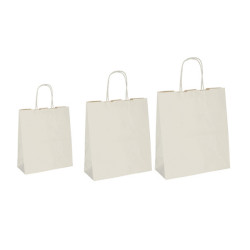 Shopper Twisted - maniglie cordino - 22 x 10 x 29 cm - carta kraft - sabbia - Mainetti Bags - conf. 25 pezzi