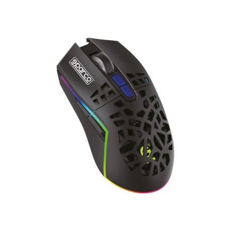 Sparco Clutch - Mouse - ergonomico - senza fili - 2.4 GHz - ricevitore wireless USB - nero