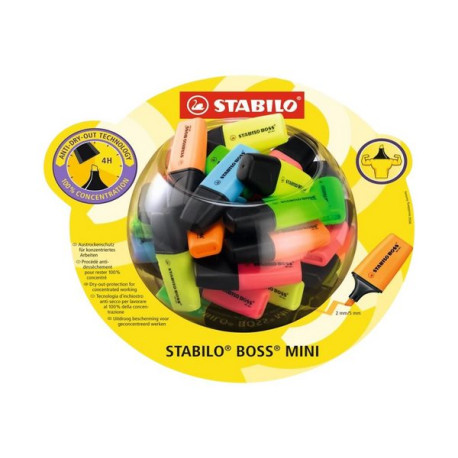 STABILO BOSS MINI - Evidenziatore - blu fosforescente, arancione fluorescente, giallo fluorescente, verde fluorescente, rosa fl